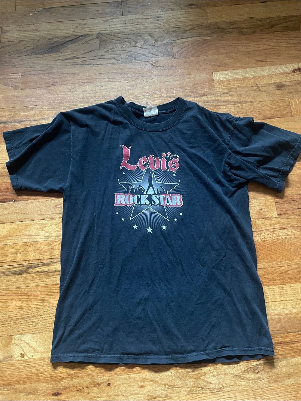 Levi's Black Graphic 'Rock Star' Tee with Red Accent